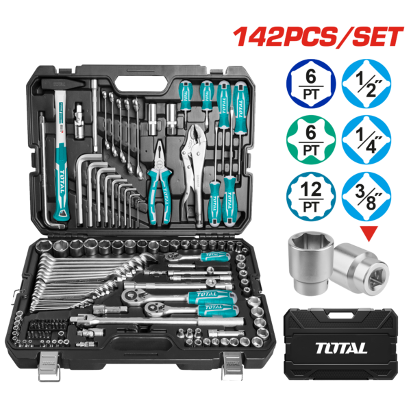 Conjunto de Ferramentas Combinadas Total (142 unidades)